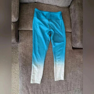 Zyia Active Ombré Teal to White Snake Skin Print Leggings Women's 6/8